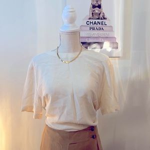 100% Silk Ivory Blouse Size Small